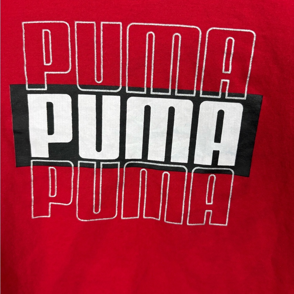 Puma Kids Red Graphic T-Shirt Size 5 | Triple Logo Tee - Picture 2 of 5